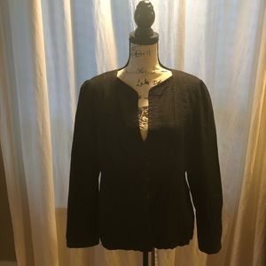 Ann Taylor LOFT Black Cotton Jacket w/ Bib